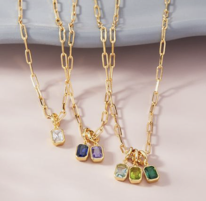 gold chain necklaces with birth stones