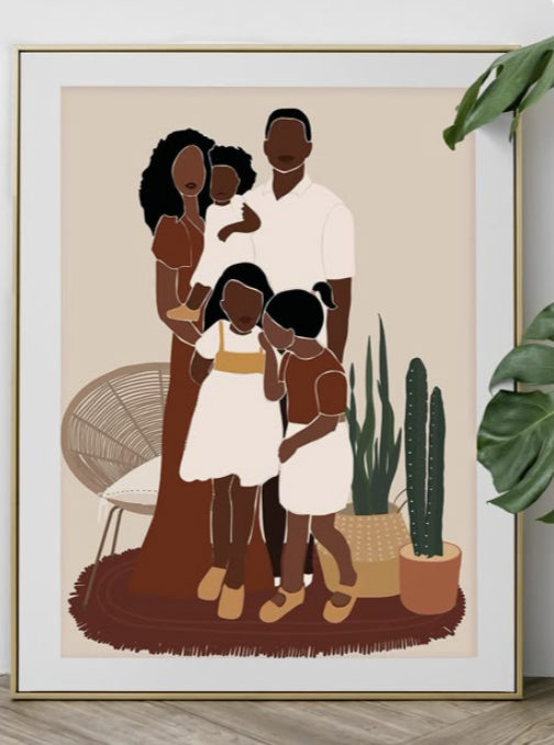 digital art portrait of family